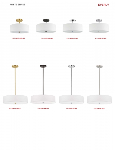 4LT Incandescent Pendant PC w/ White Shade