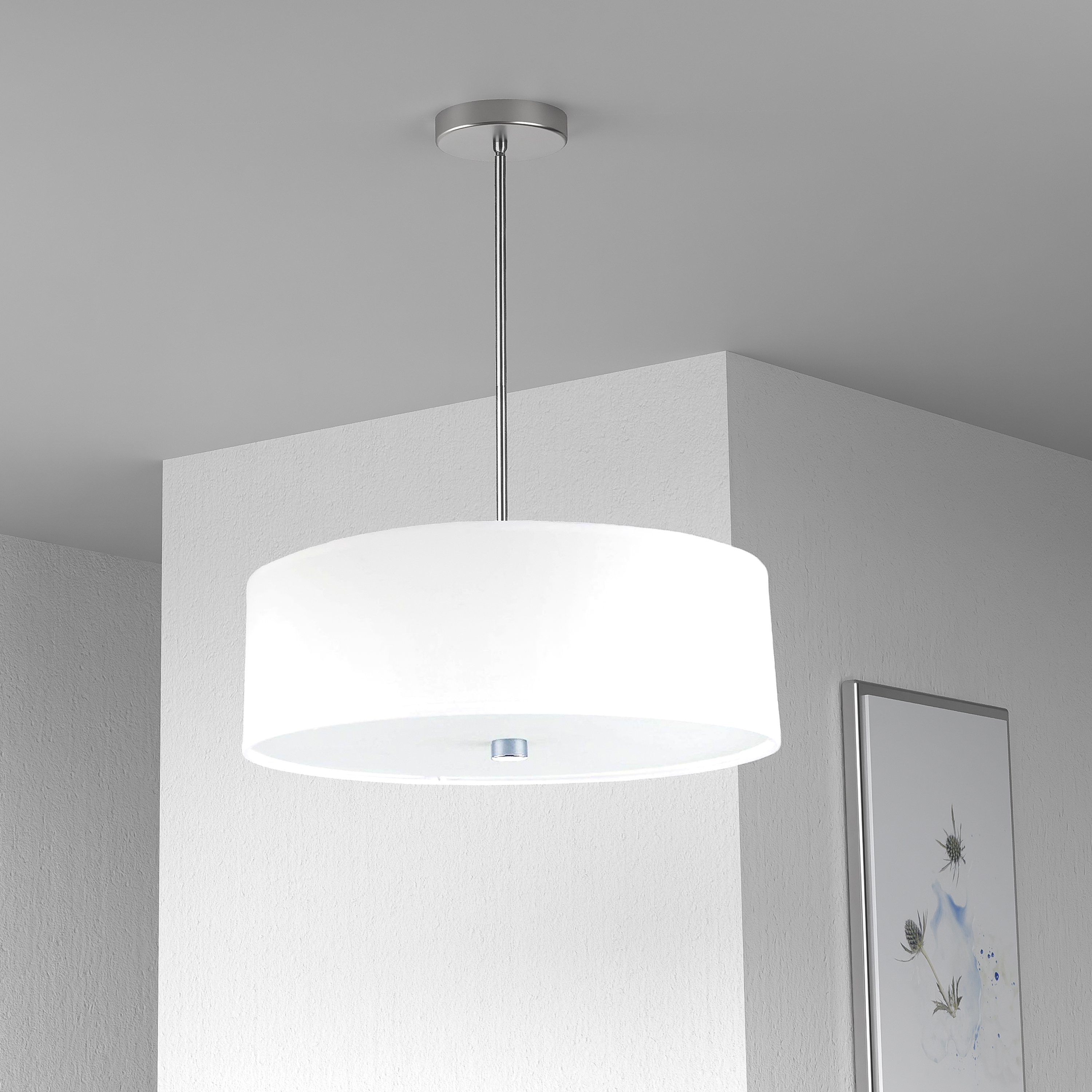 4LT Incandescent Pendant PC w/ White Shade