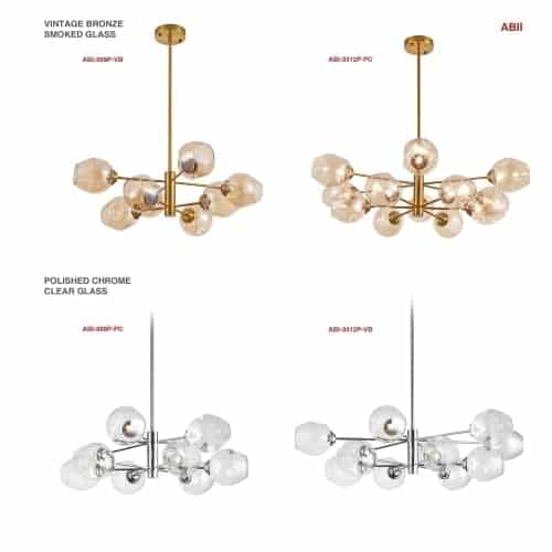 12LT Halogen Chandelier, VB with Champagne Glass