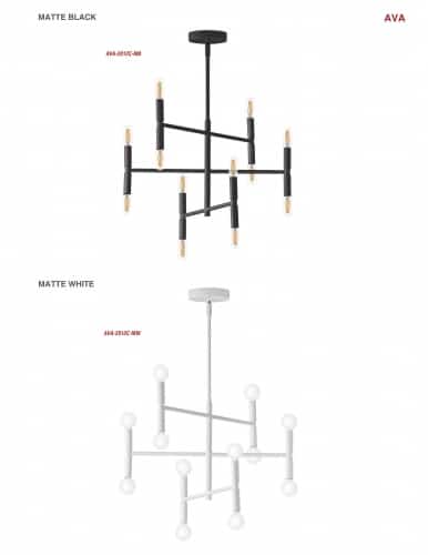 12LT Incandescent Chandelier, Matte Black