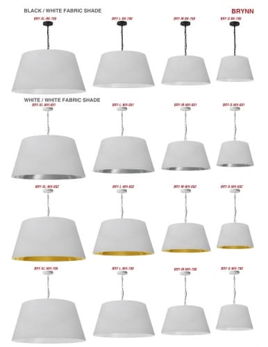 1LT Brynn Small Pendant, JTone WHT Shade, Black