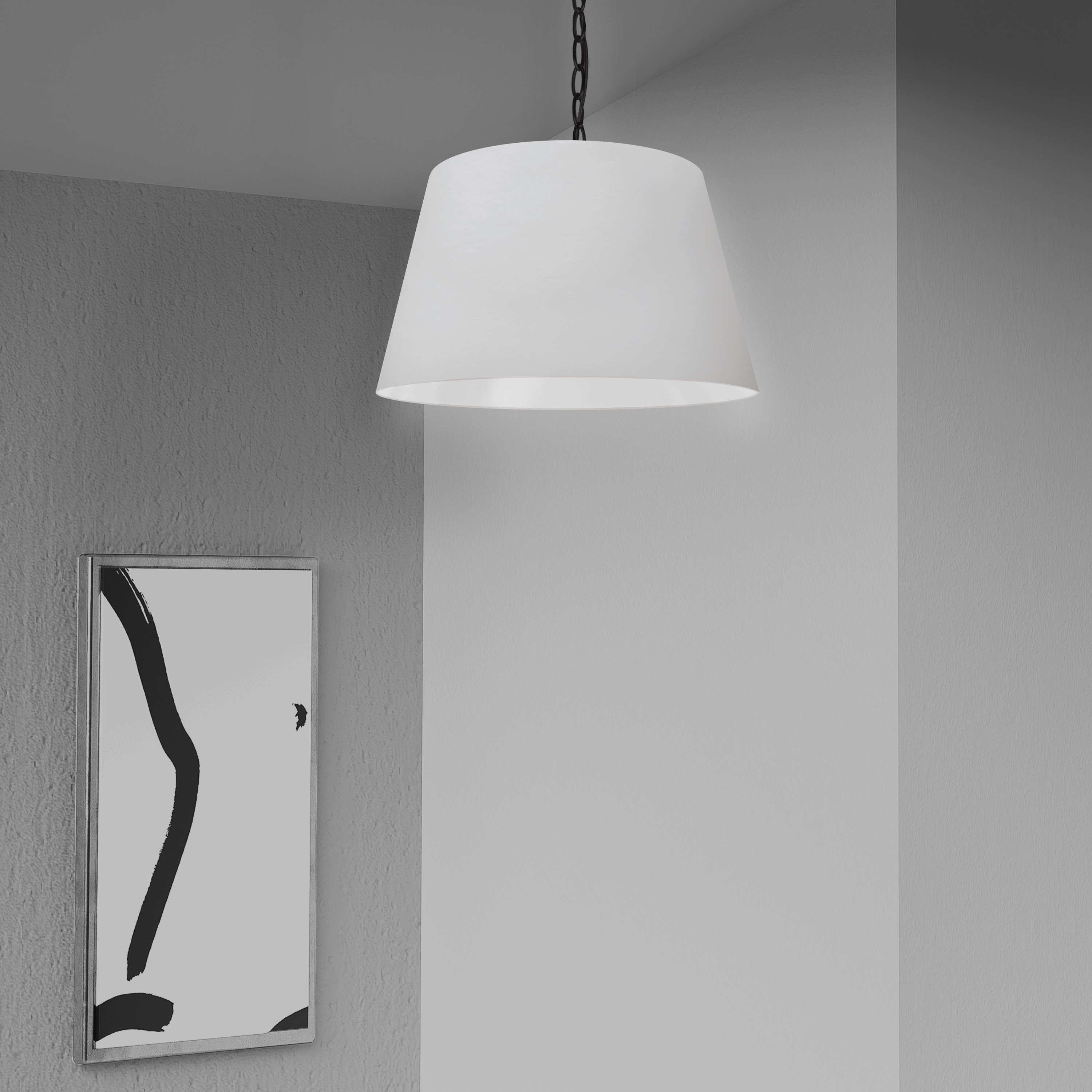 1LT Brynn Small Pendant, JTone WHT Shade, Black