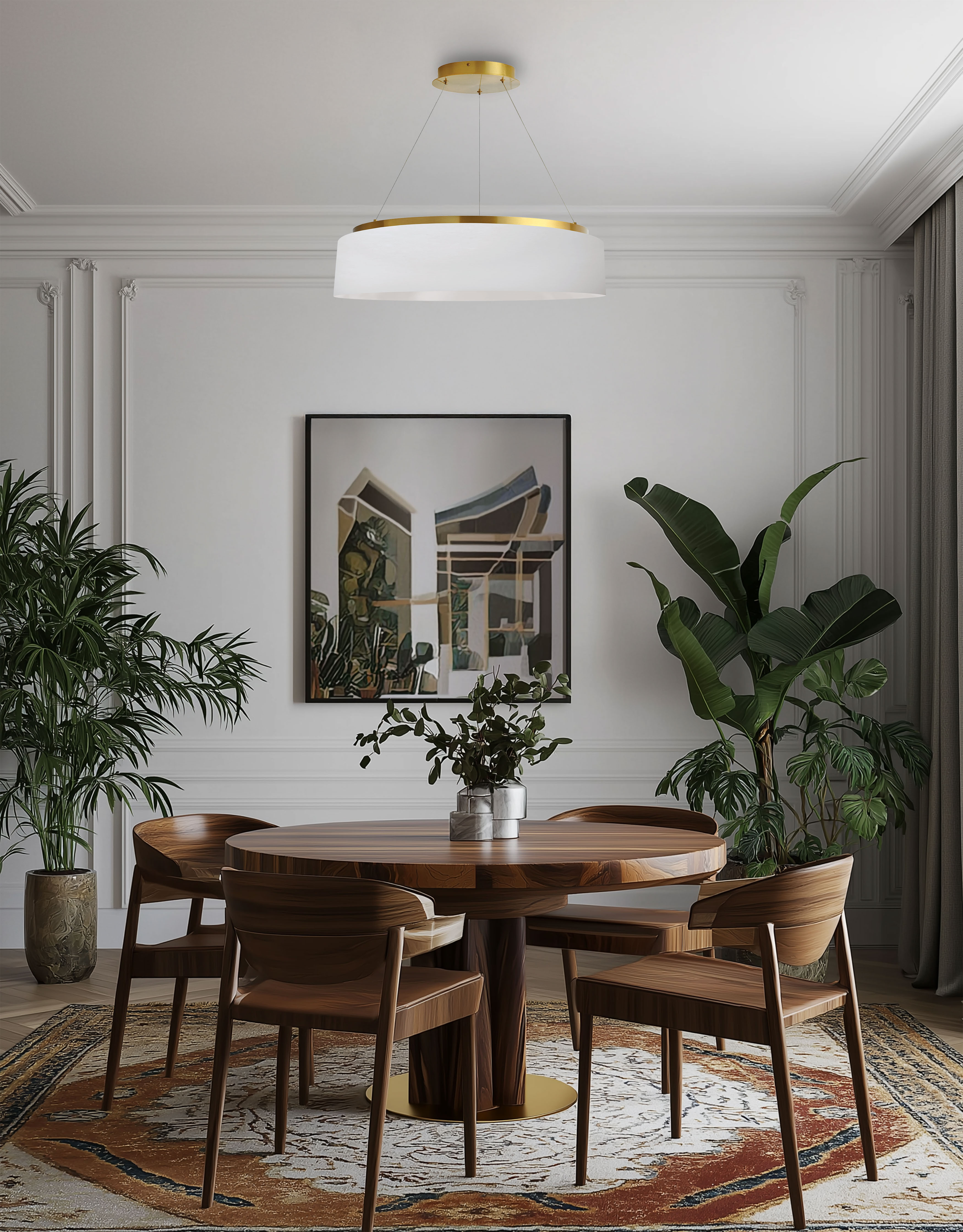 34W Chandelier, AGB w/ WH Shade