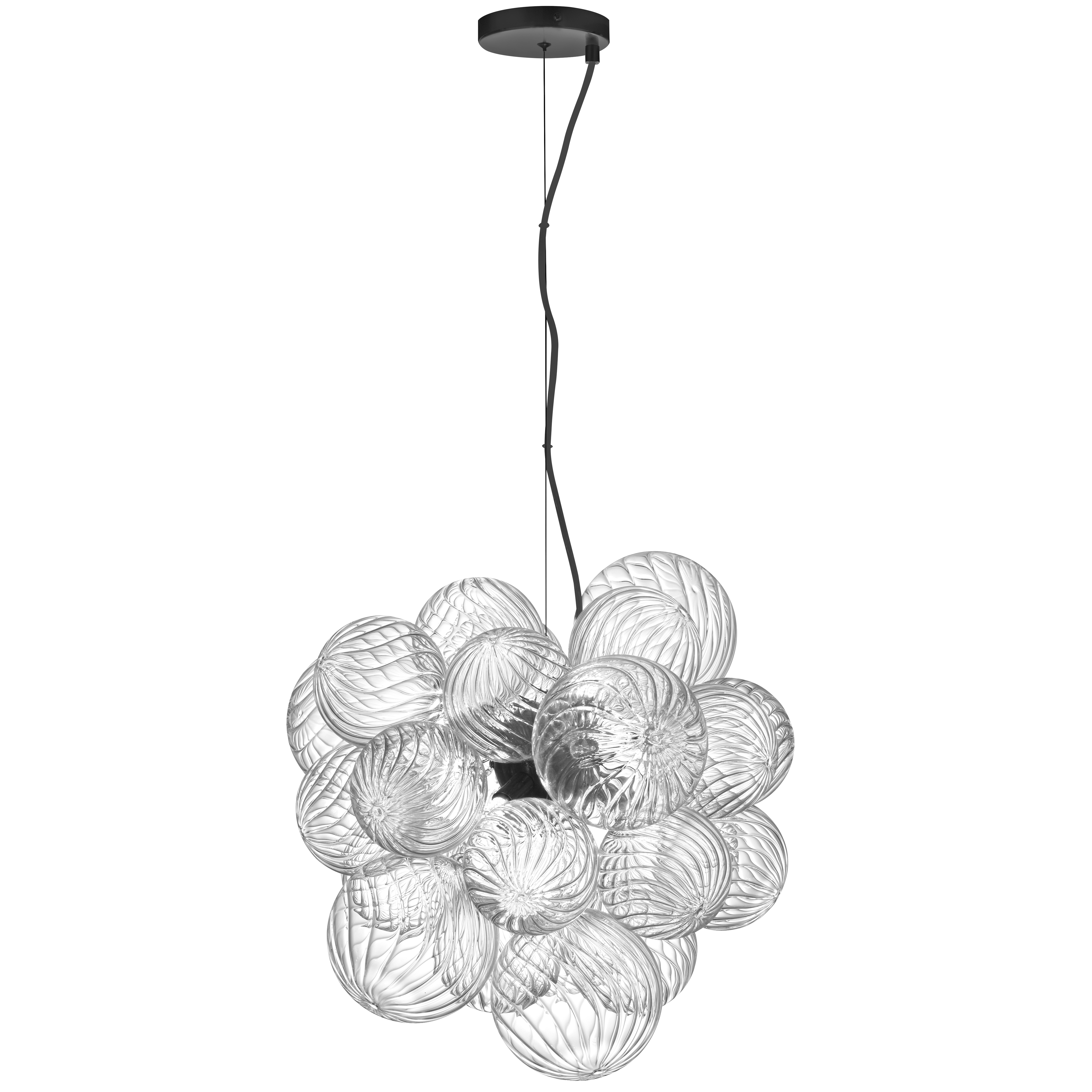 6LT Pendant, MB w/ CLR Spiral Glass
