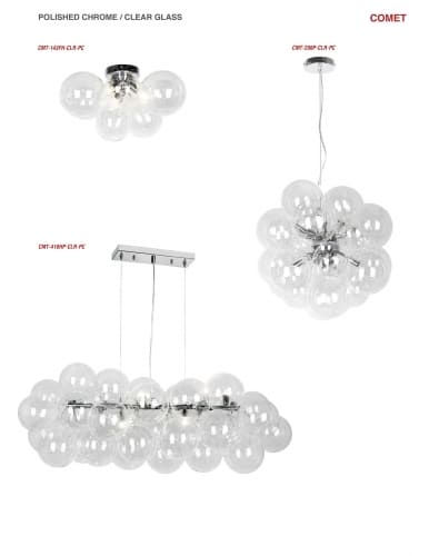 6LT Halogen Pendant, PC w/ Clear Glass
