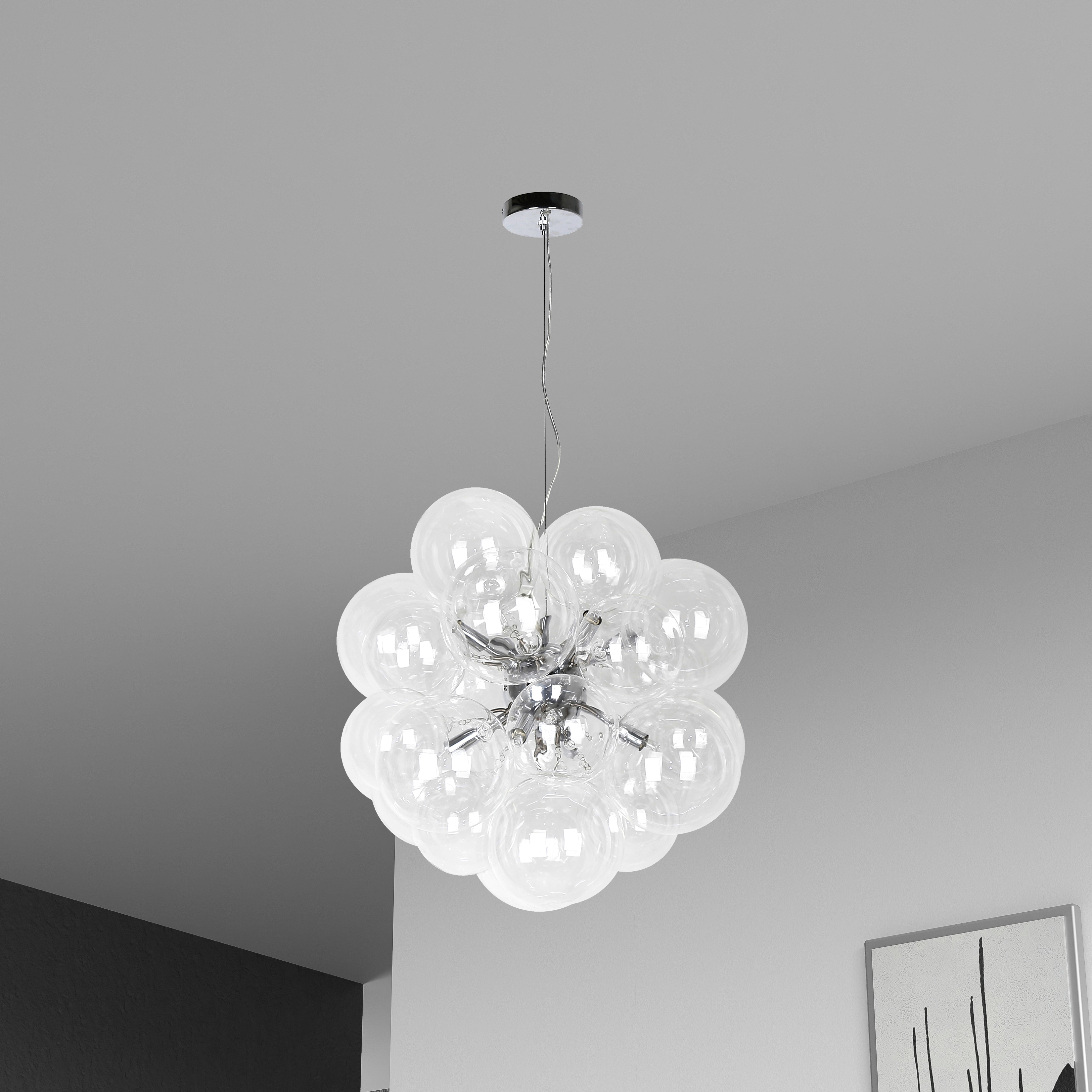 6LT Halogen Pendant, PC w/ Clear Glass