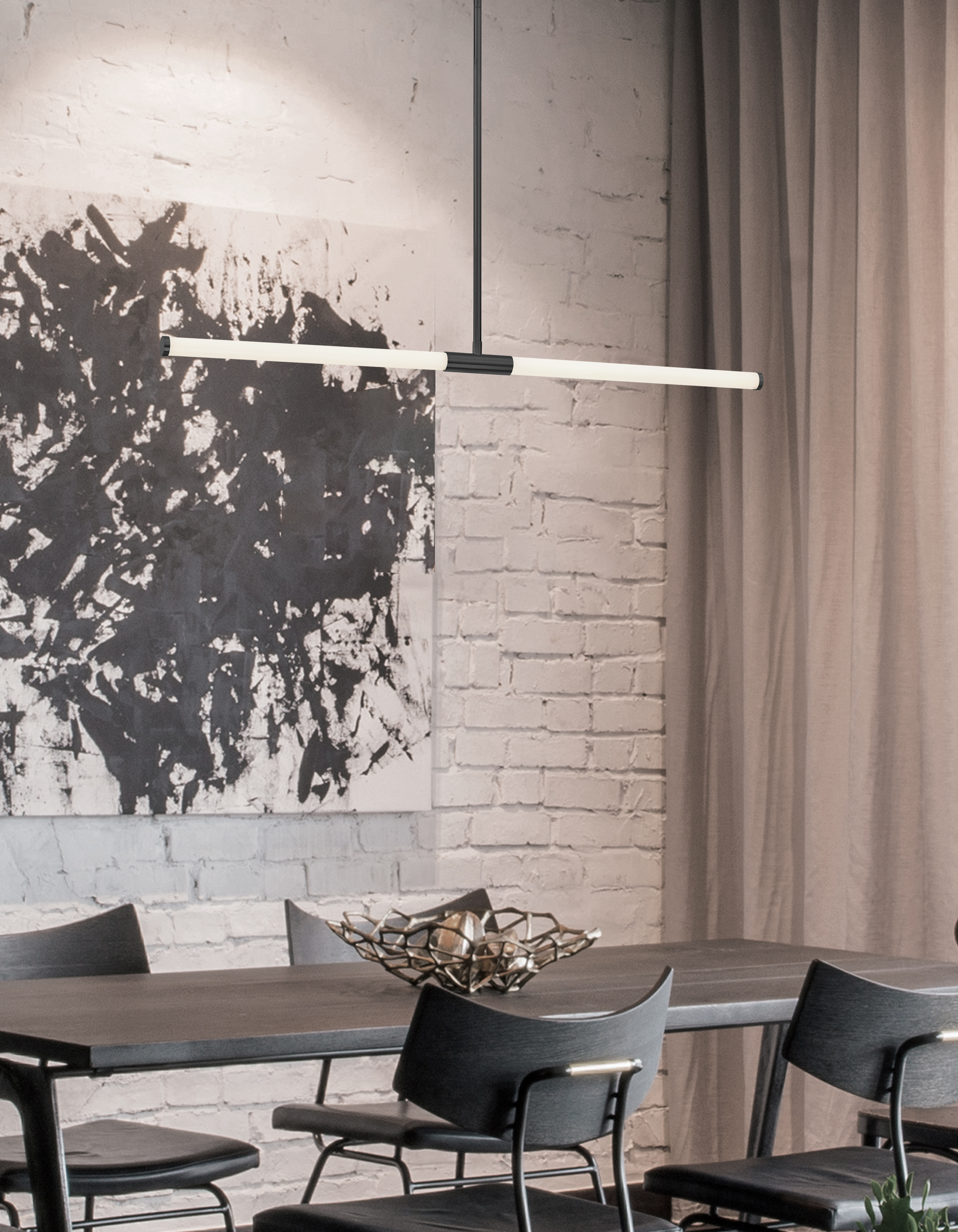 20W Horiz Pendant, MB w/ WH Acrylic Diffusers