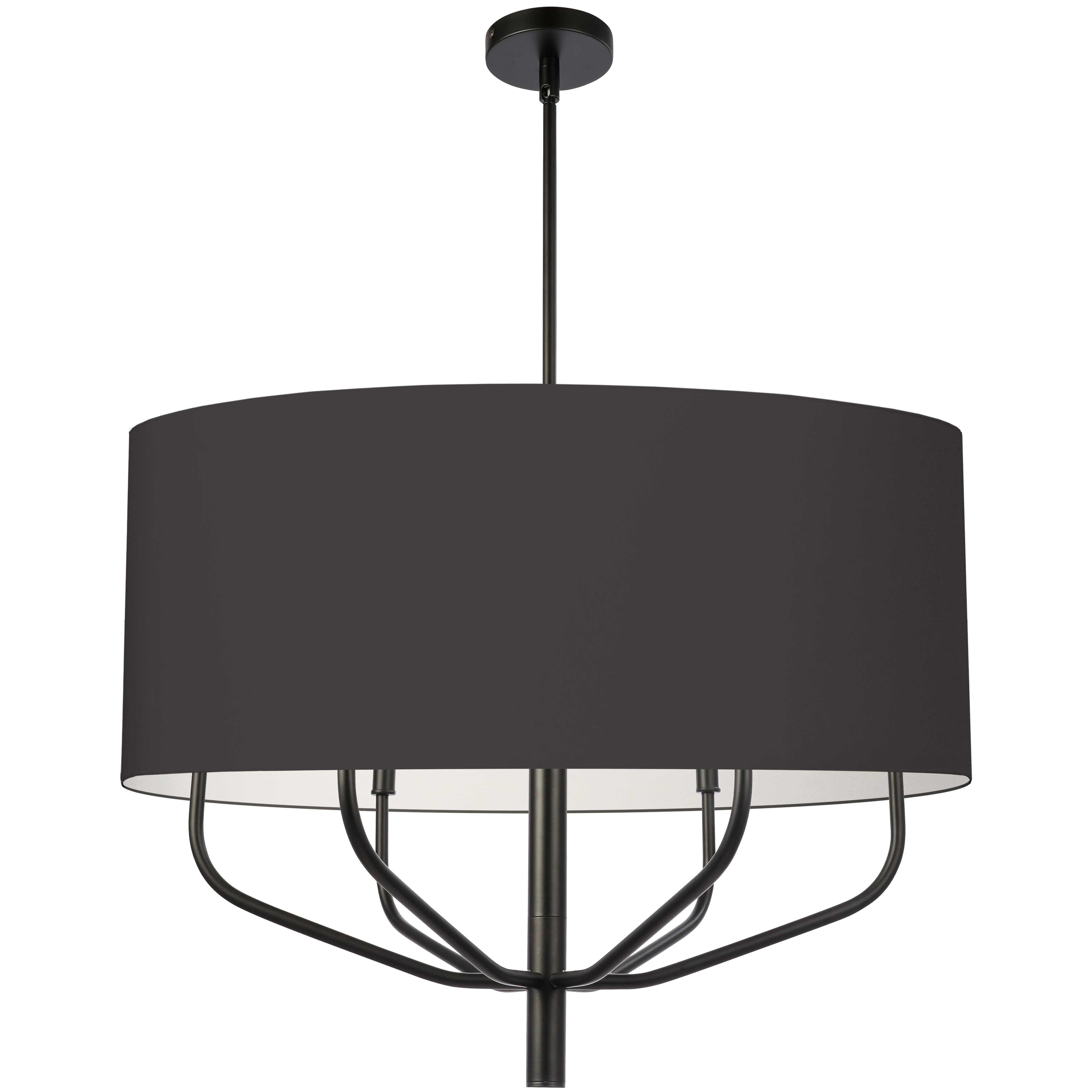 6LT Incandescent Pendant, MB w/ BLK Fabric Shade