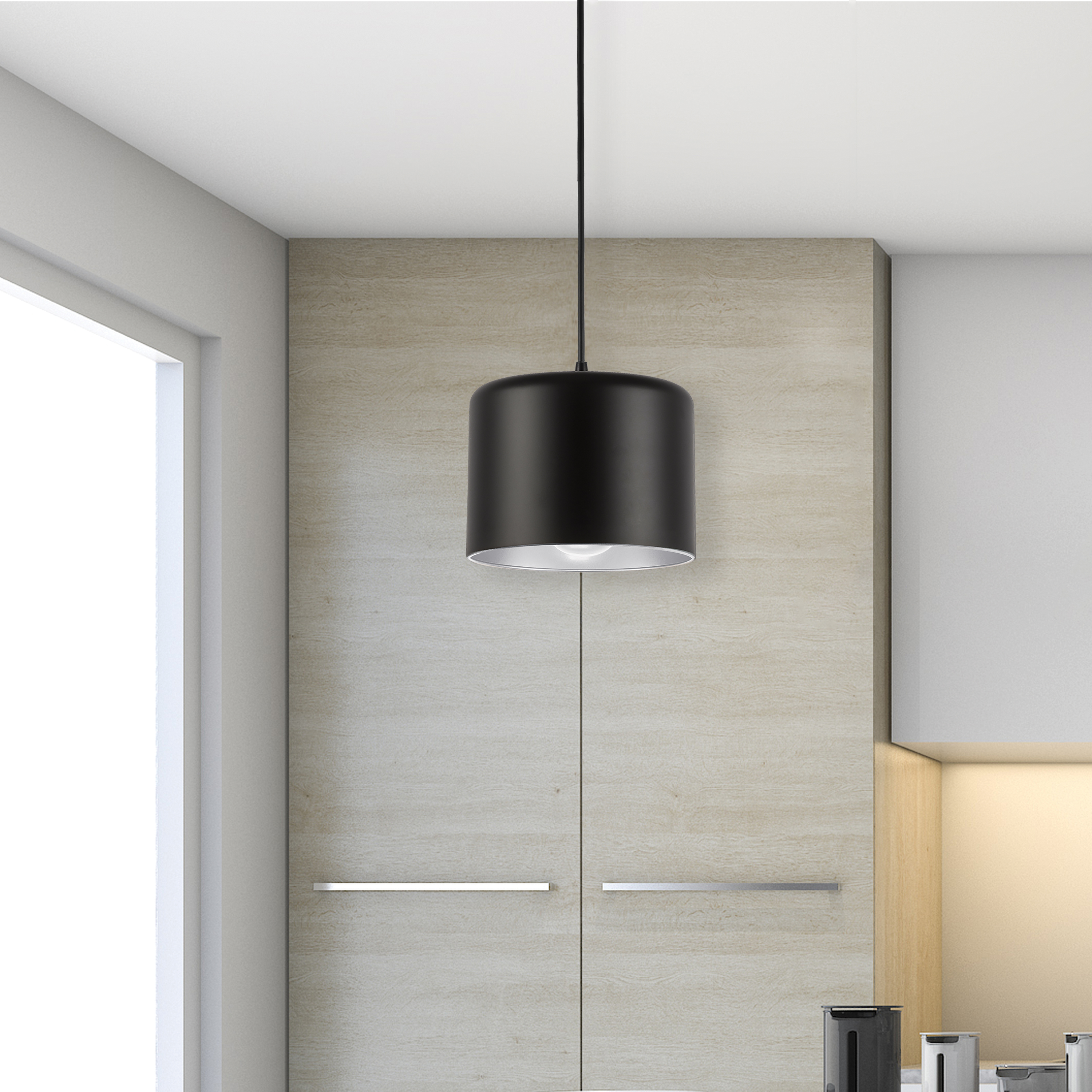 1LT Incand Pendant, PC with MB&SLV Shade