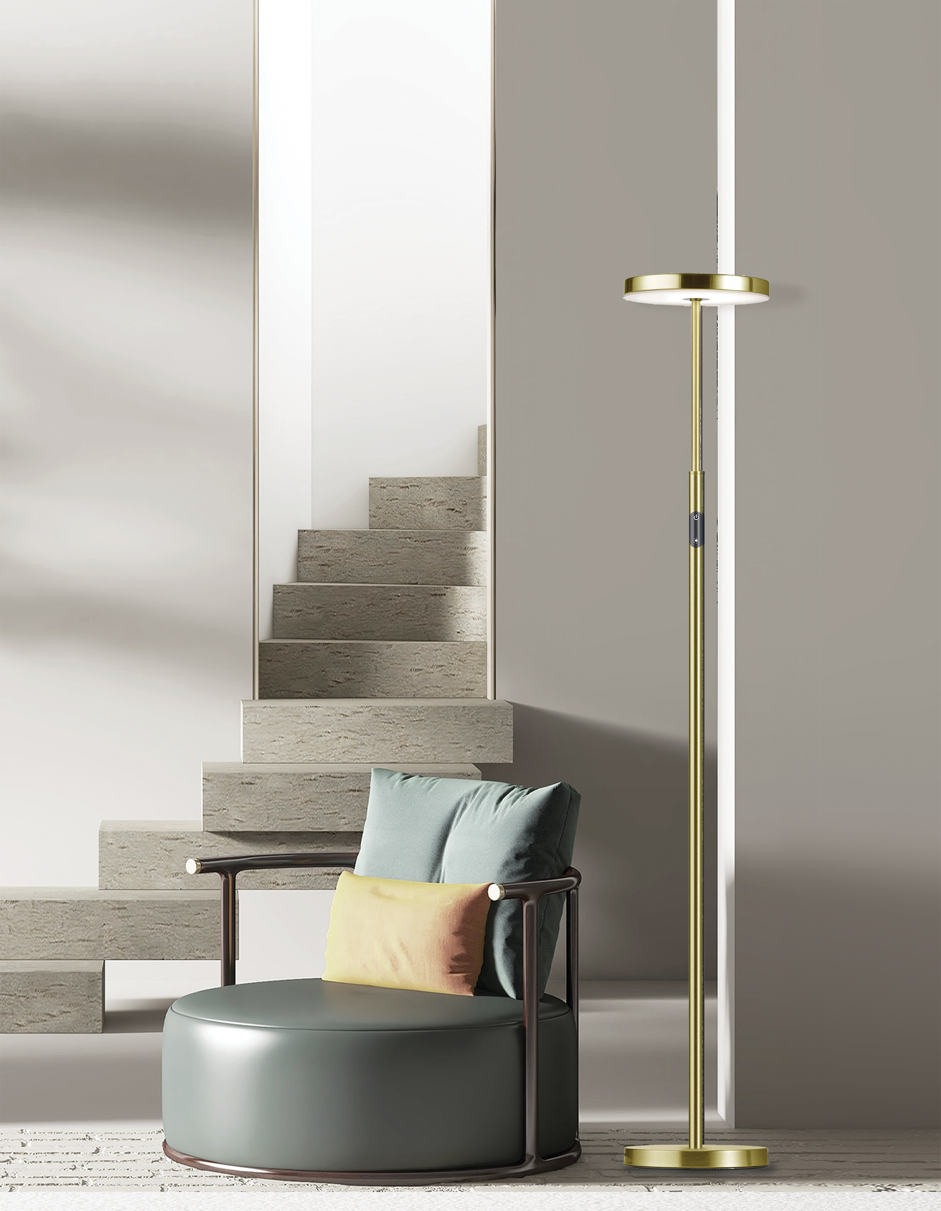 30W Floor Lamp, PC w/ WH Acrylic Diffuser