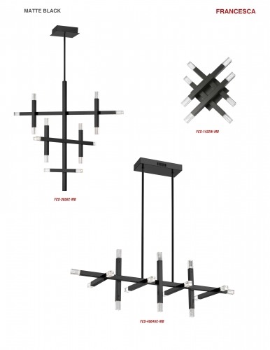 48W Horiz Chandelier, MB w/ Acrylic Diffuser