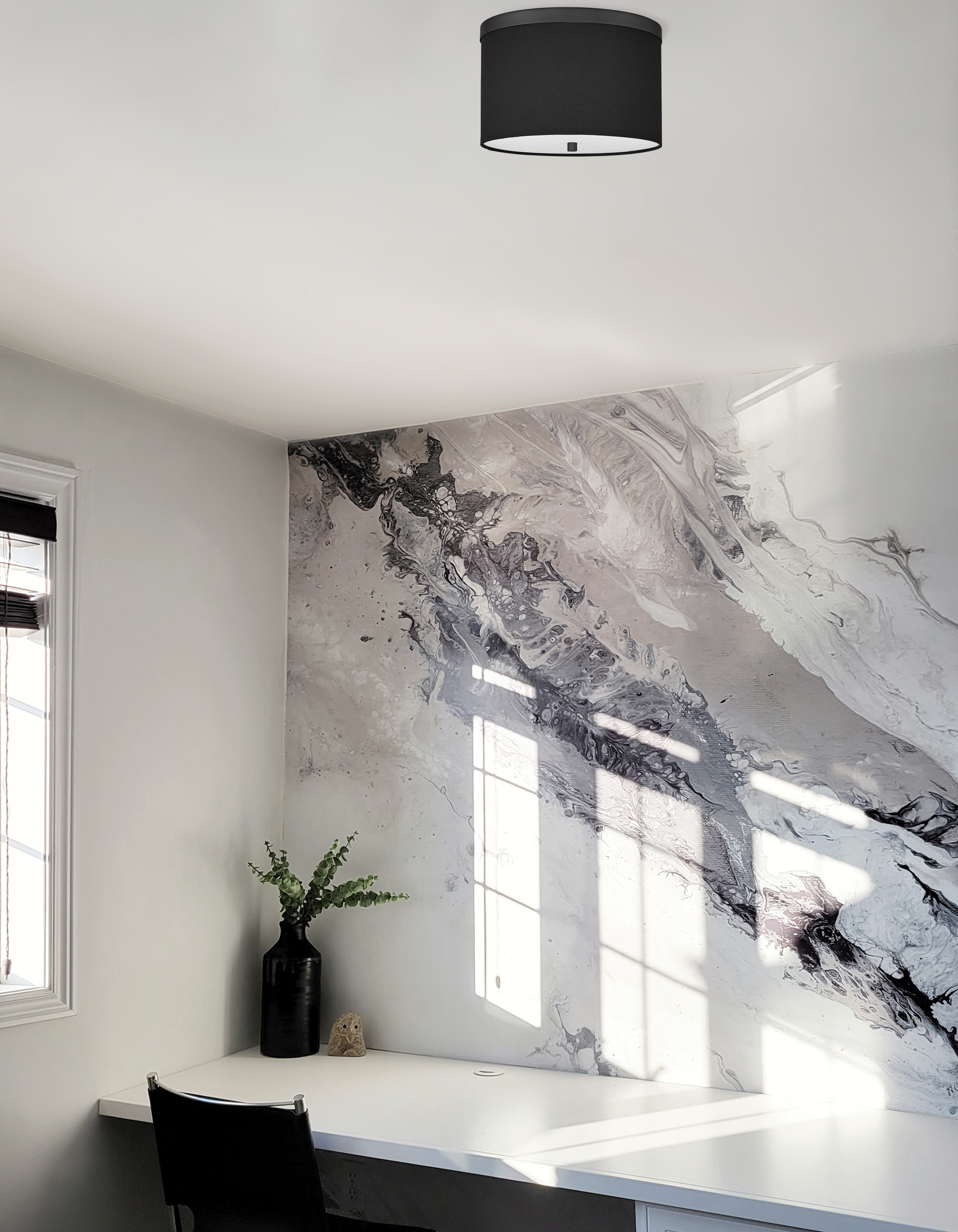 2LT Flush Mount, MB w/ BK Shade