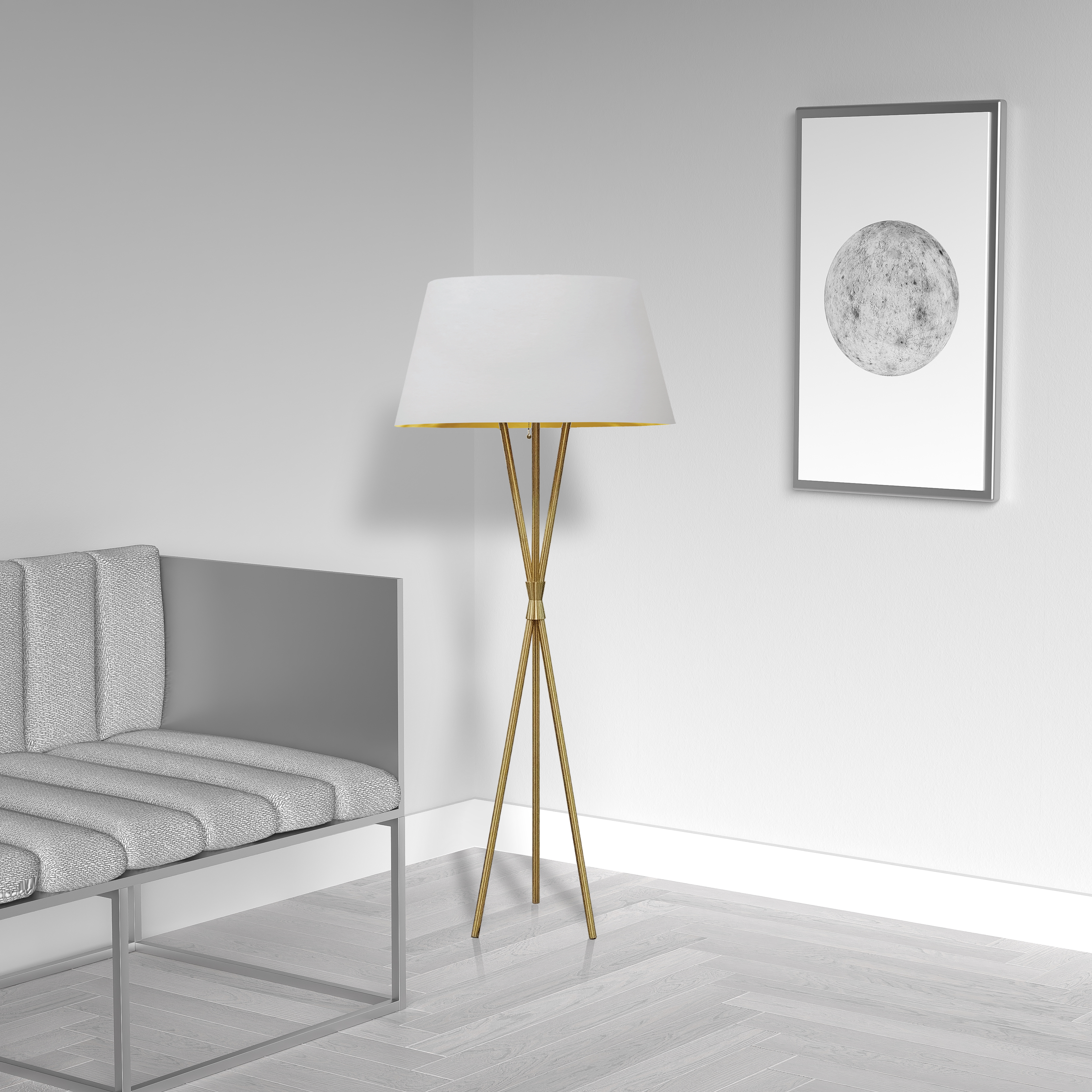 1LT Gabriela Floor lamp, JTone WHT/GLD, AGB