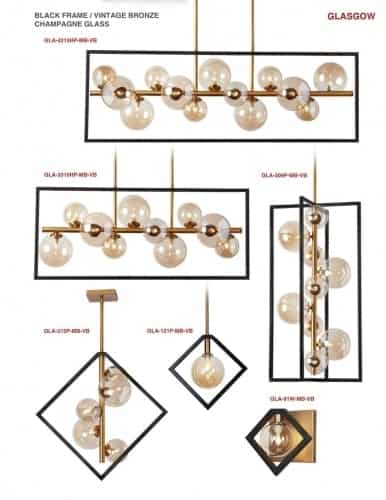 13LT Halgn Horiz Pend MB & VB w/ Champagne Glass