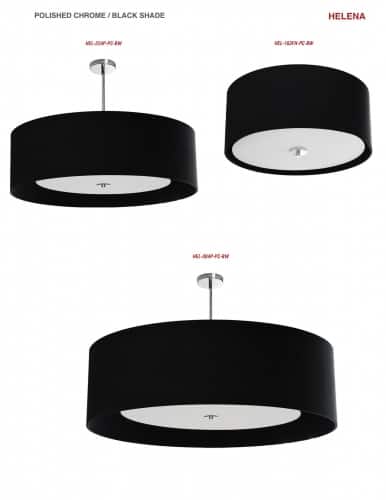 4LT Helena Pendant PC, Black w/White Diffuser