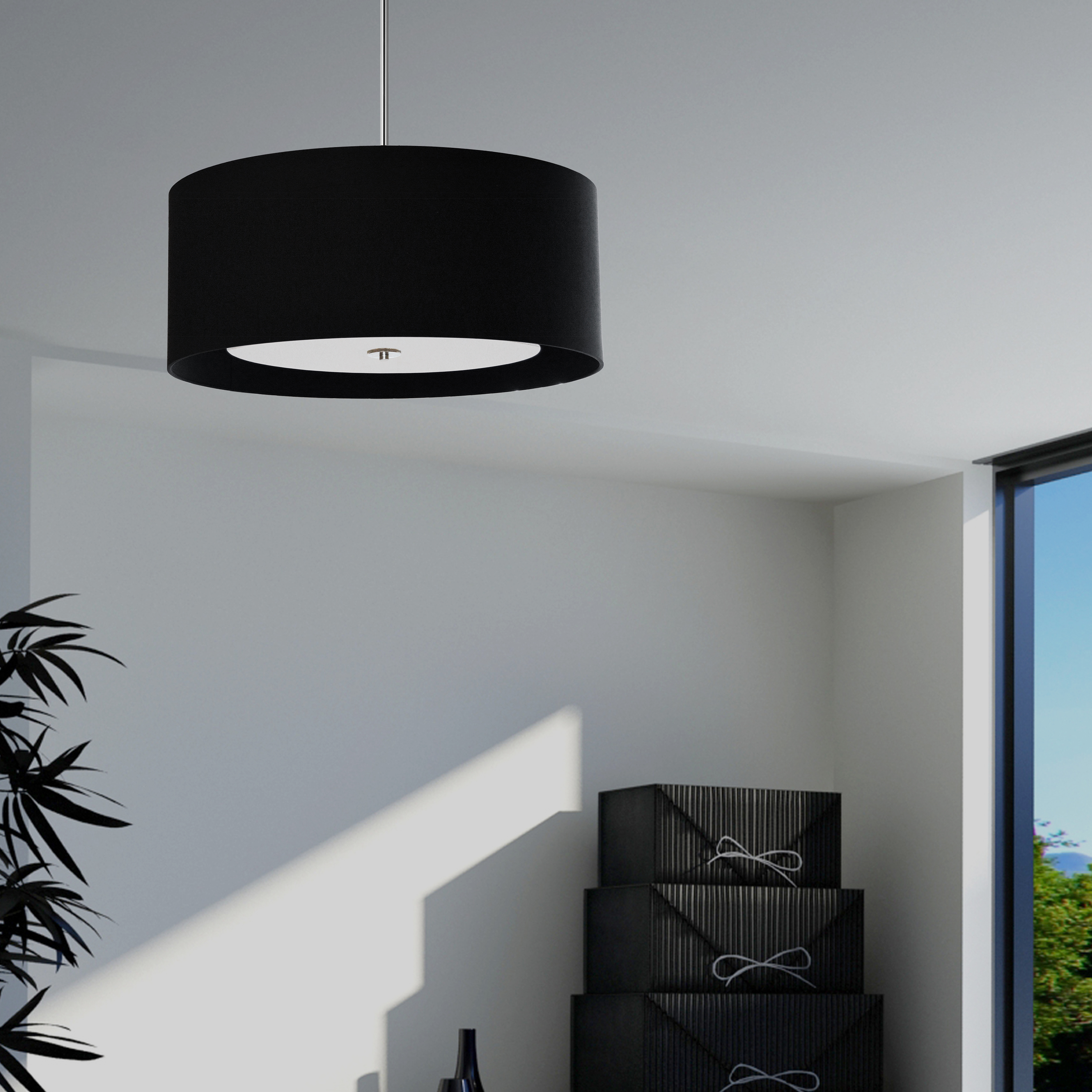 4LT Helena Pendant PC, Black w/White Diffuser