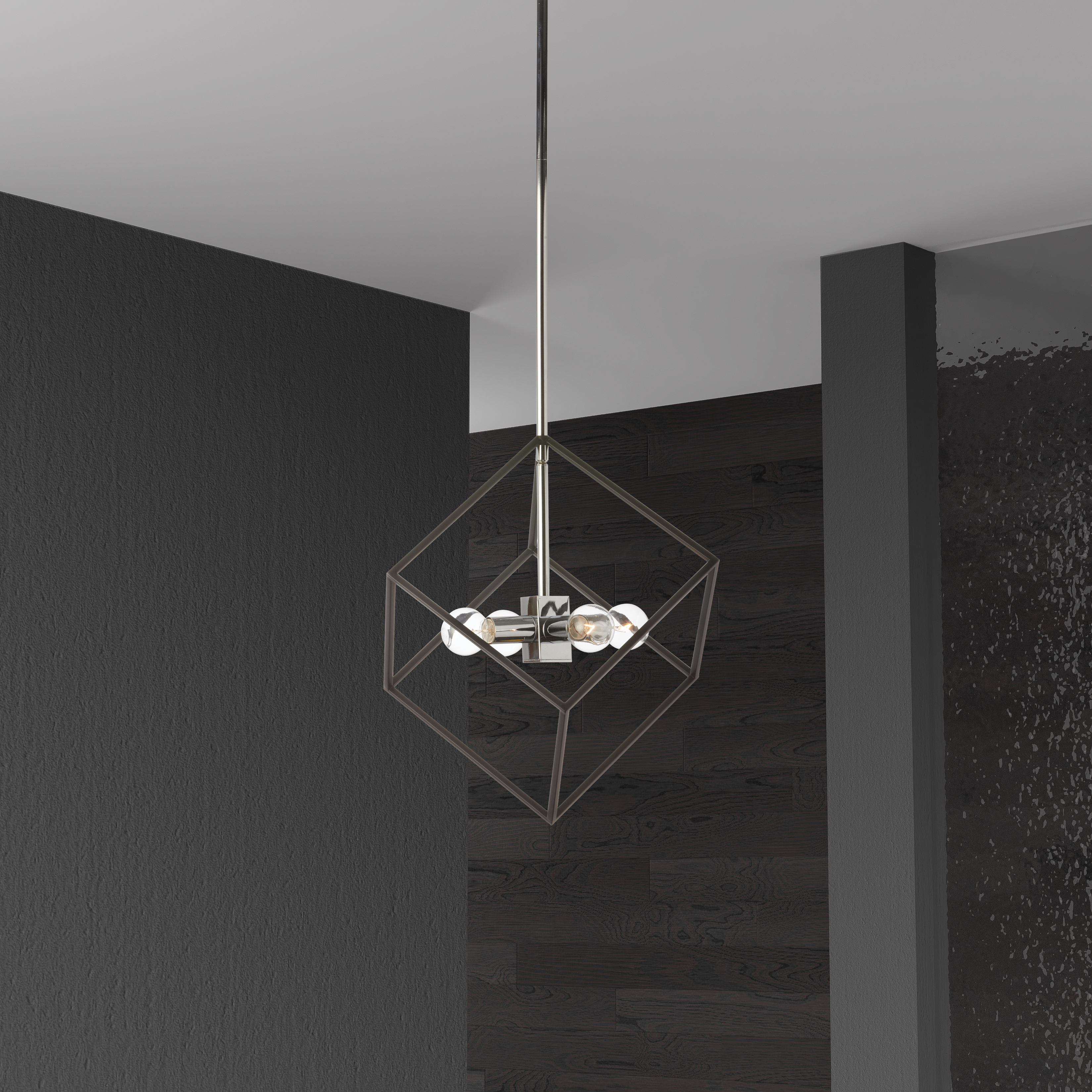 4LT Pendant, Polished Chrome & Matte Black Finish