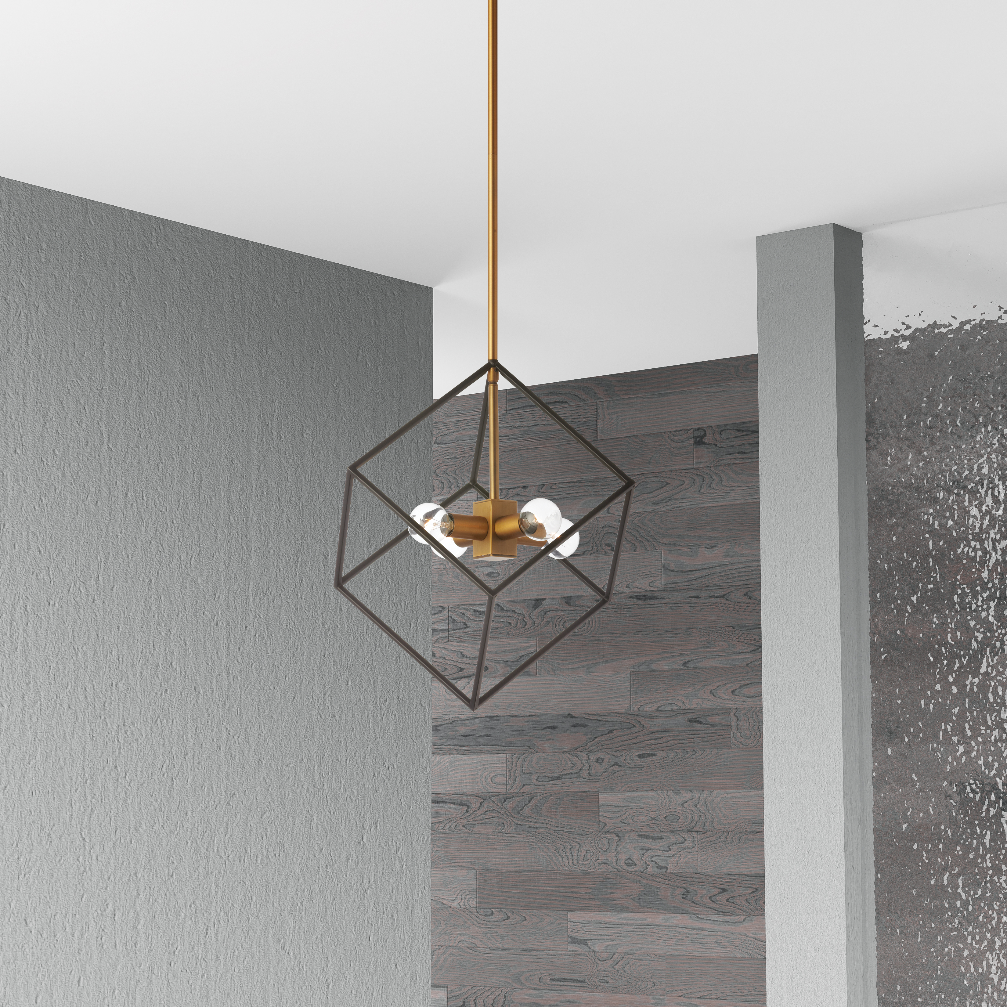 4LT Pendant, Vintage Bronze & Matte Black Finish