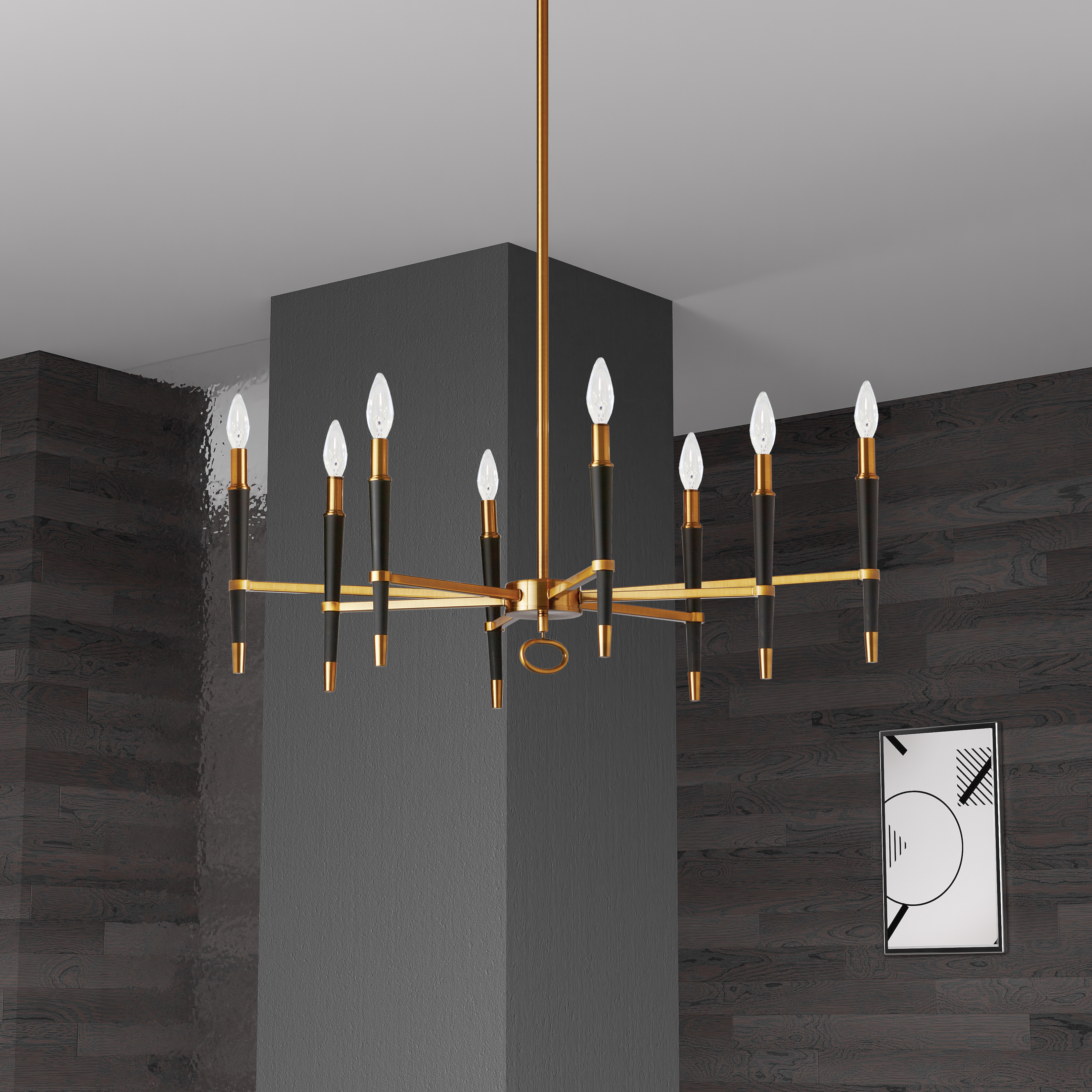 8LT Incandescent Horizontal Chandelier, VB Finish