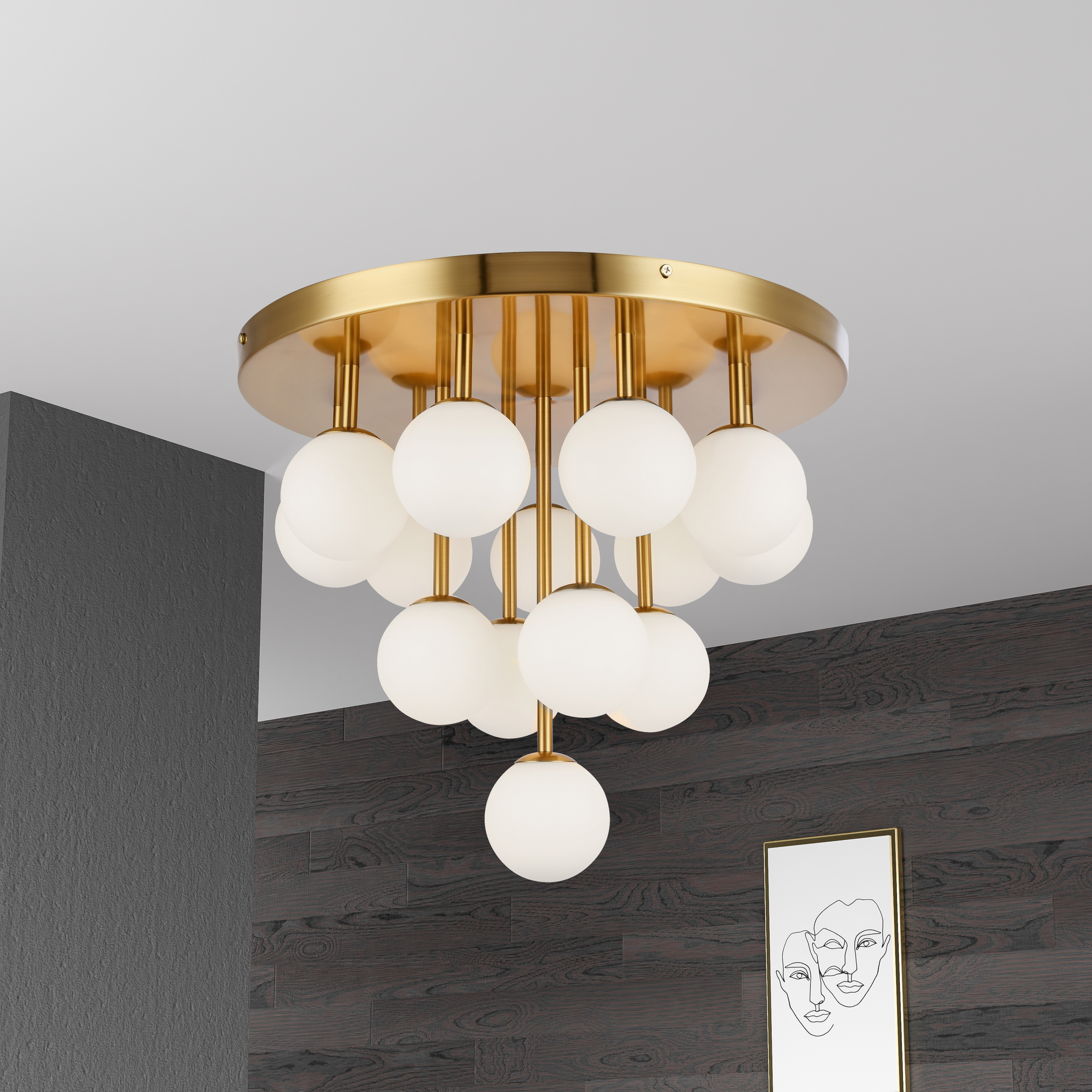 14LT Flush Mount, AGB w/ Opal Glass