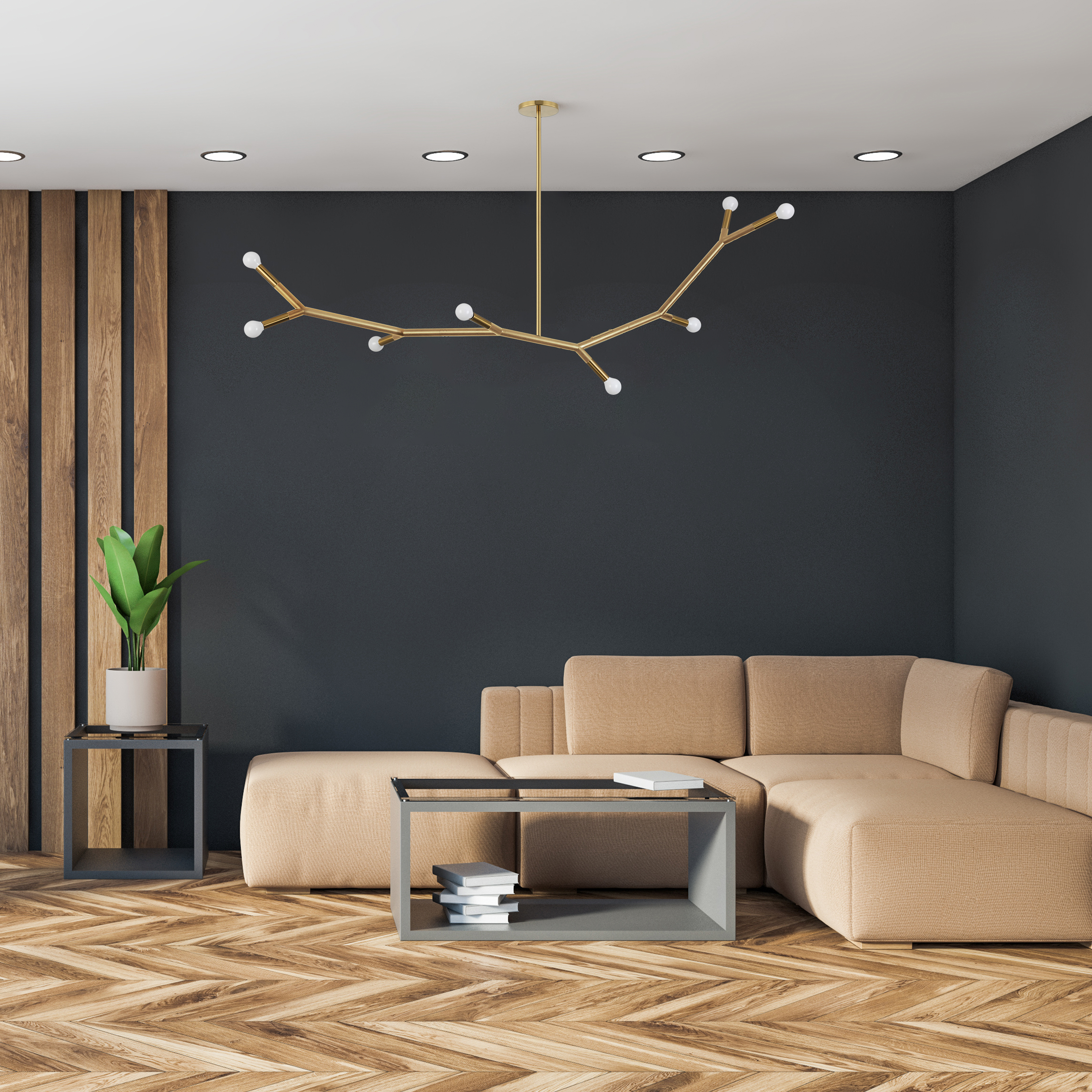 8LT Incandescent Horiz Pendant, AGB