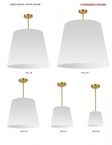 1LT Oversized Drum Pendant Large, WH Shade