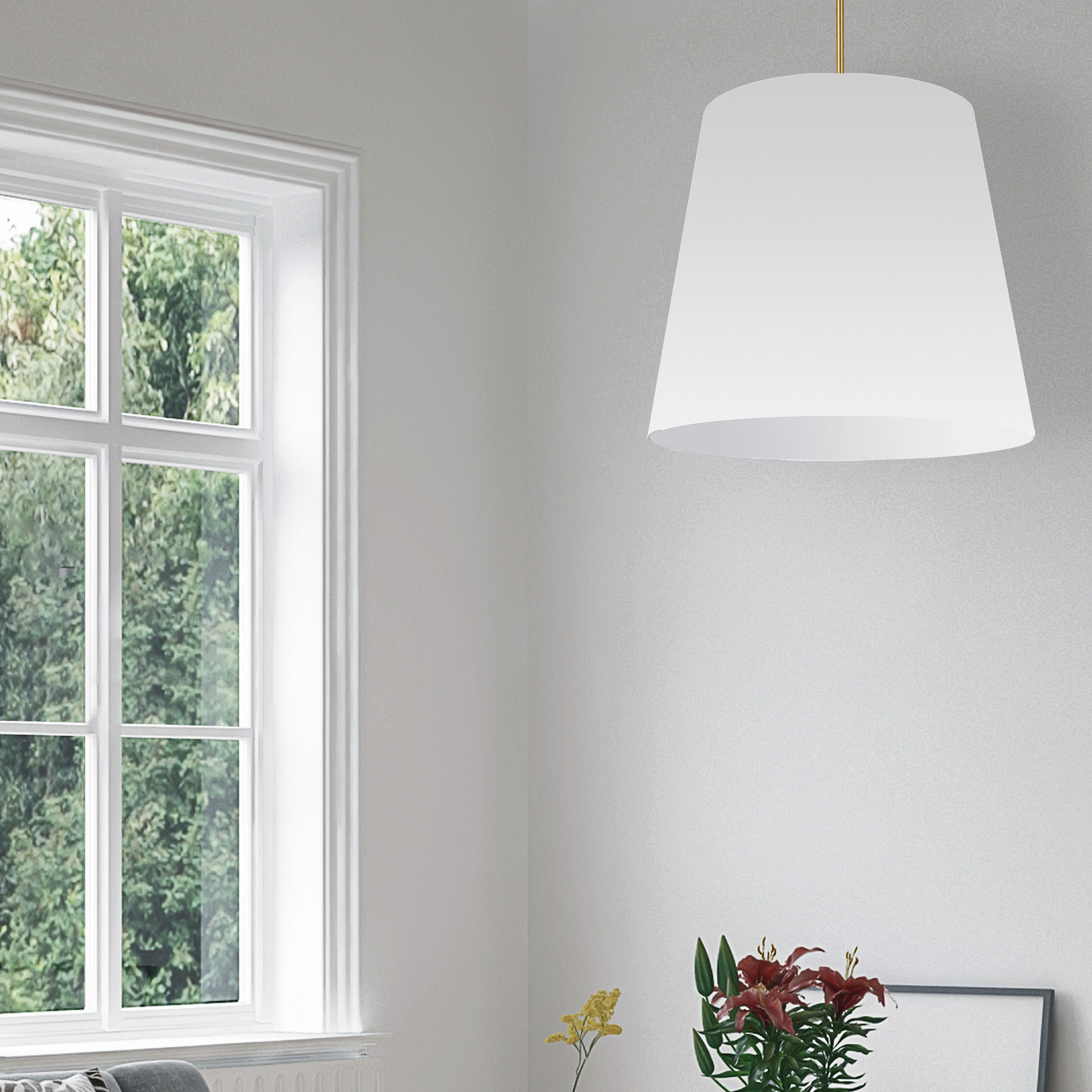 1LT Oversized Drum Pendant Large, WH Shade