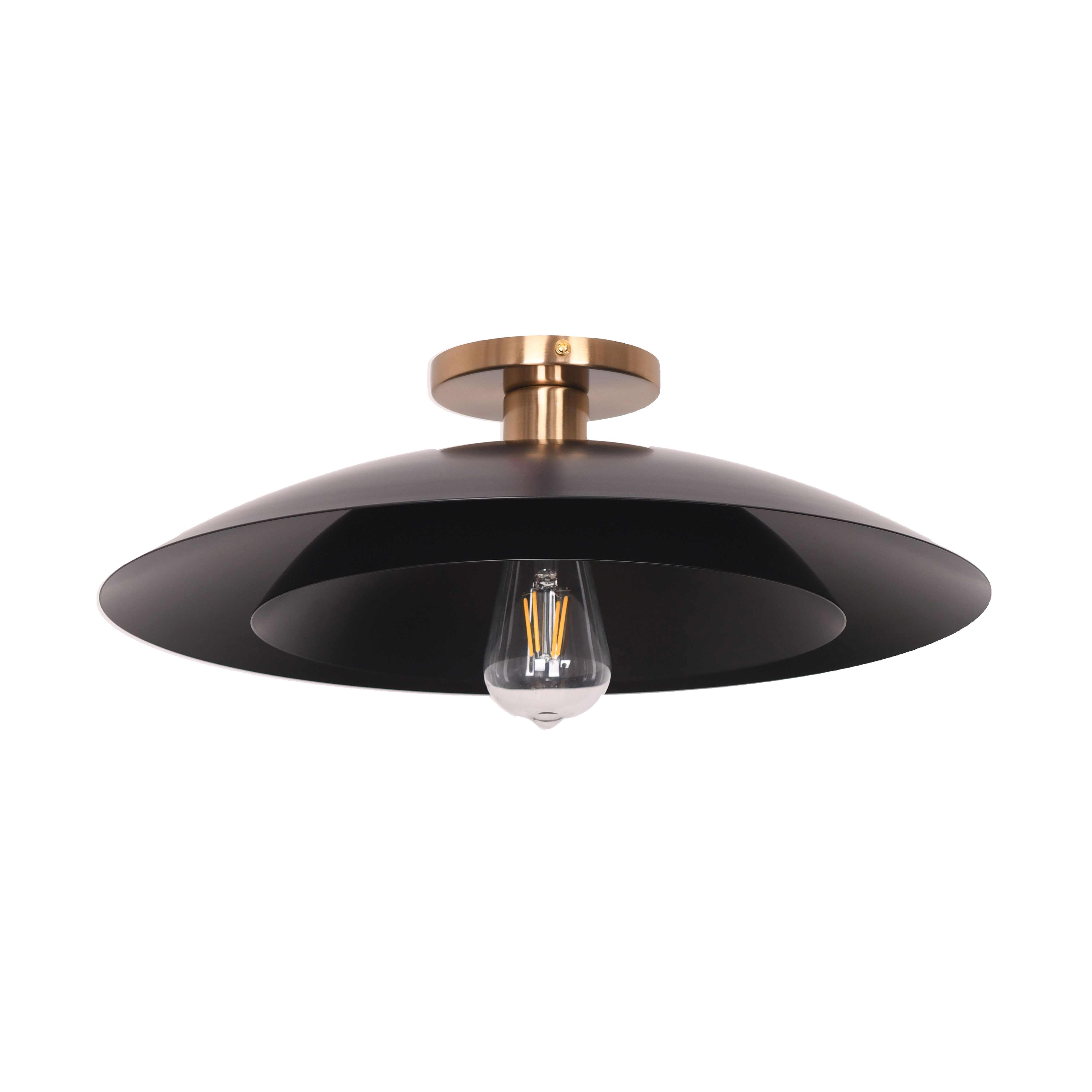 1LT Semi-Flush Mount, AGB w/ MB Metal Shade