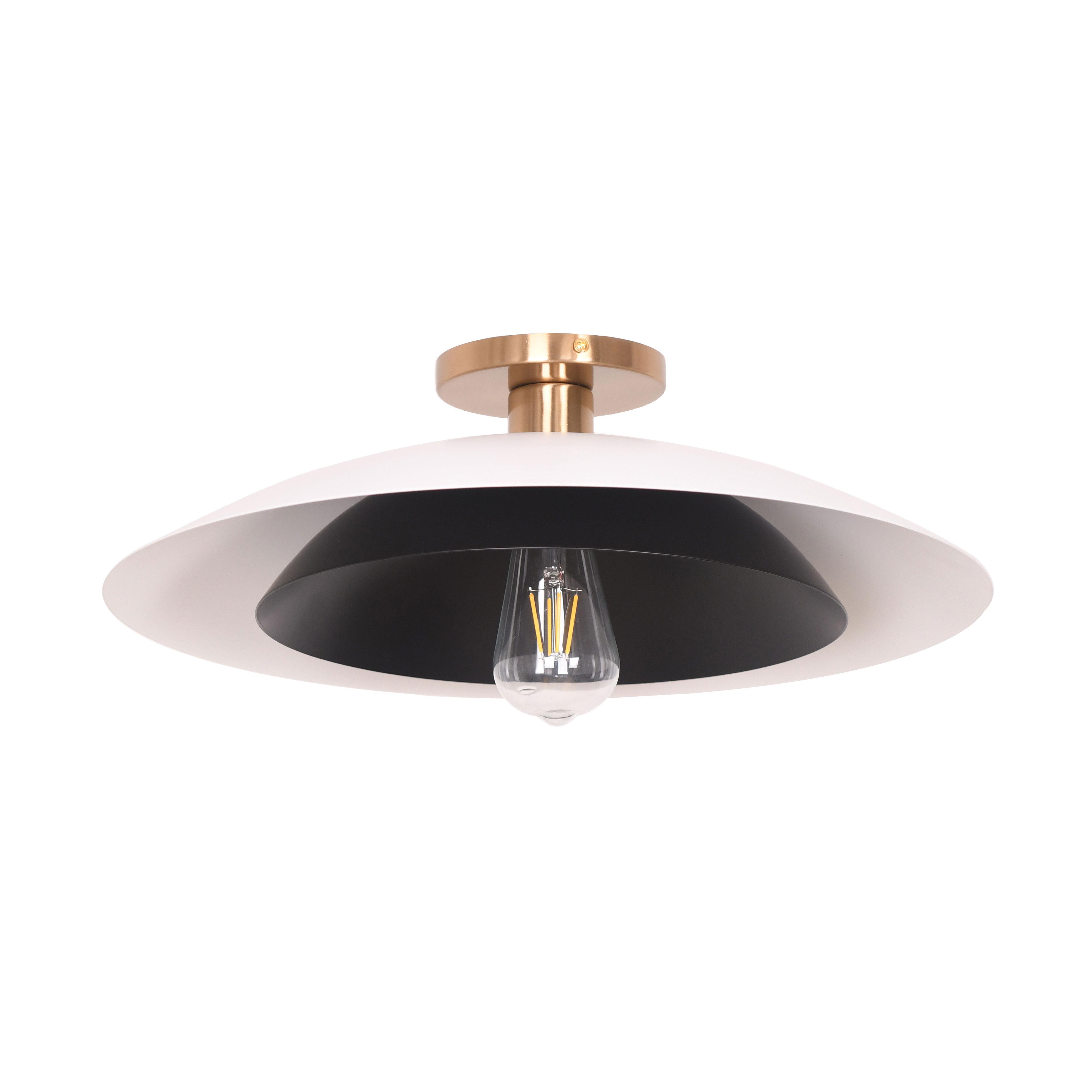 1LT Semi-Flush Mount, AGB w/ MW & MB Metal Shade
