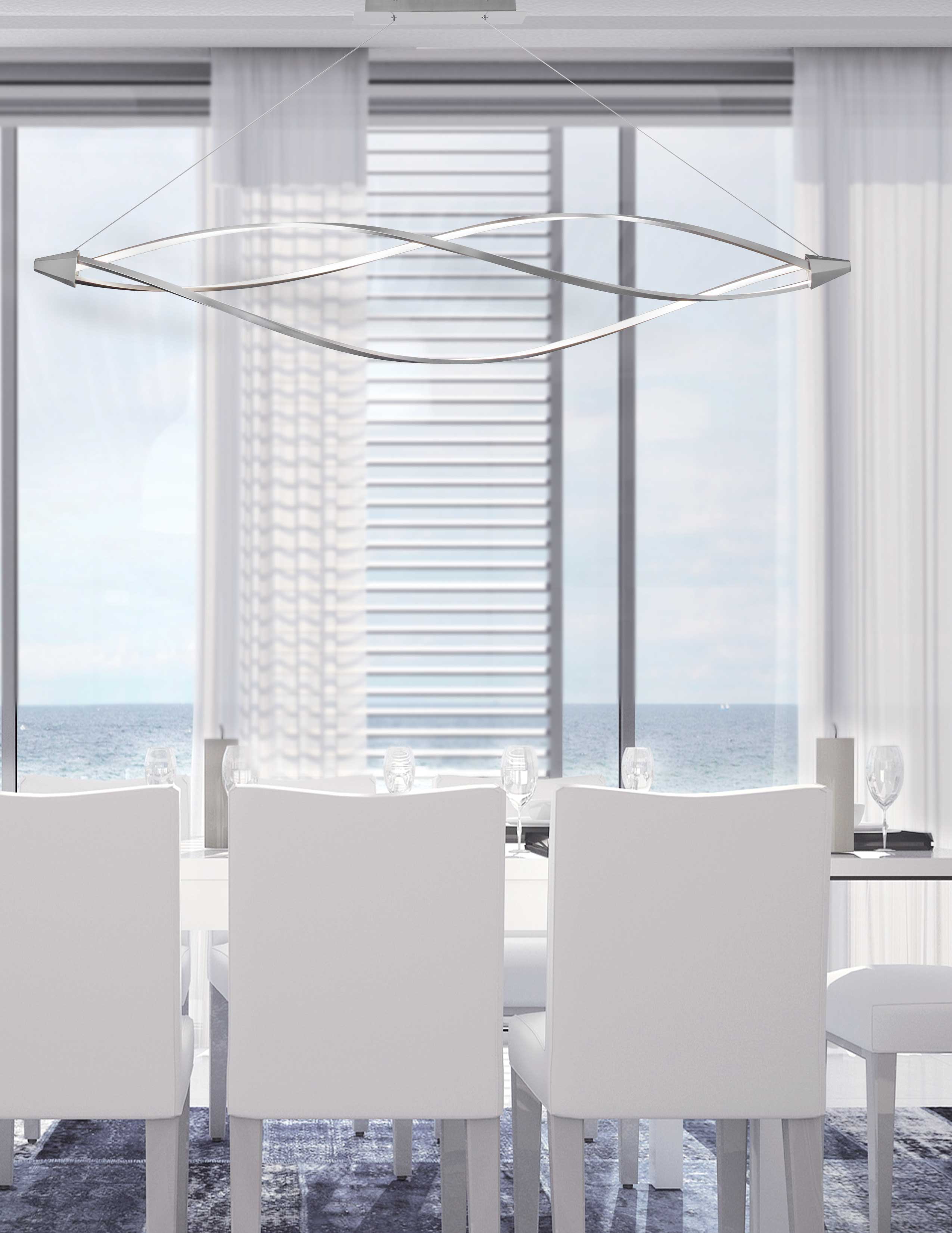 53W Horizontal Pendant, Satin Chrome Finish