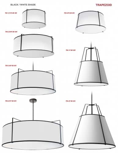 4LT Drum Pendant Black/White Shade w/790 Diff