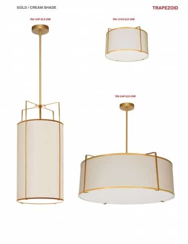 4LT Drum Pendant GLD/CRM Shade w/ 790 Diff