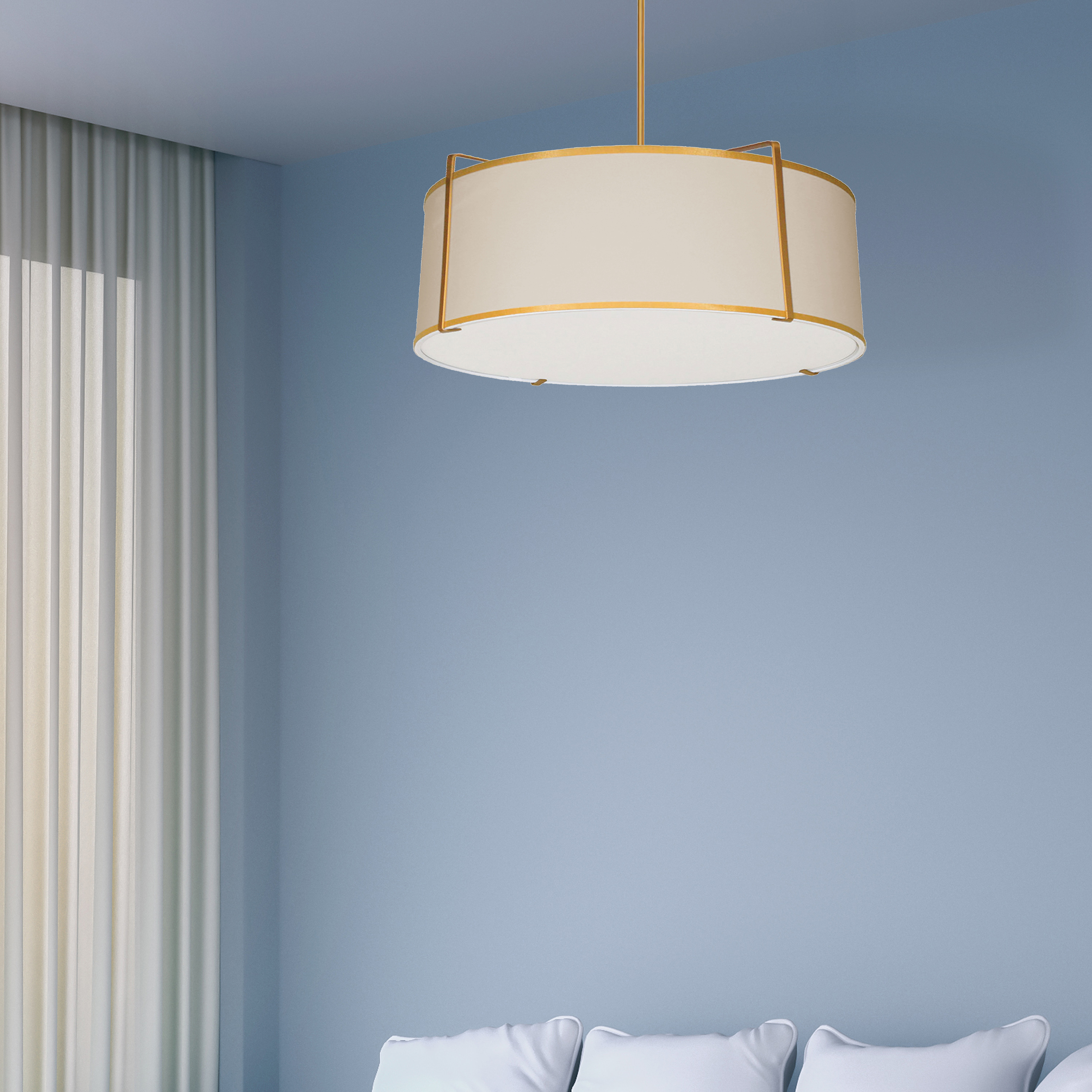 4LT Drum Pendant GLD/CRM Shade w/ 790 Diff