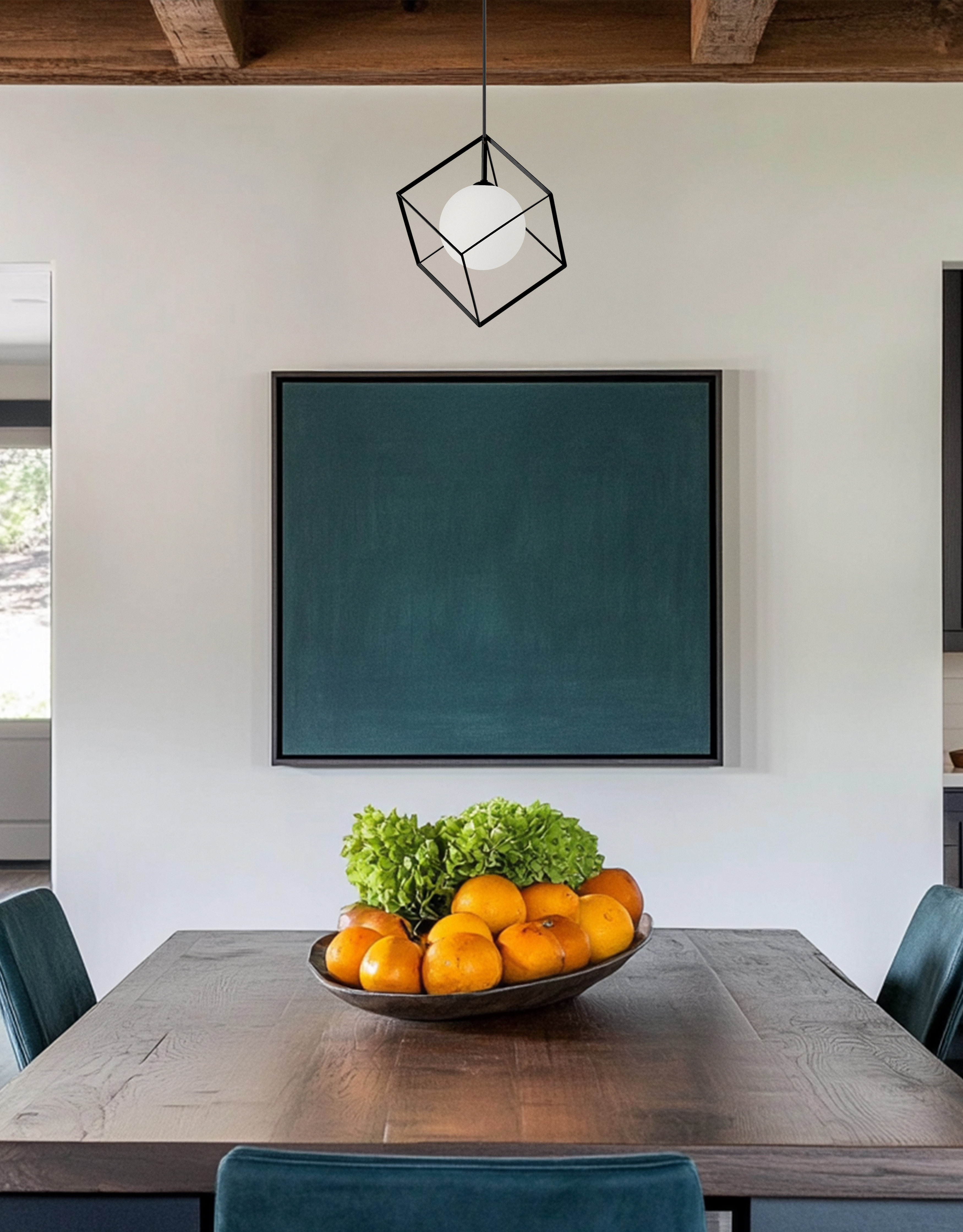 1LT Halogen Pendant, MB Finish w/ Opal Glass